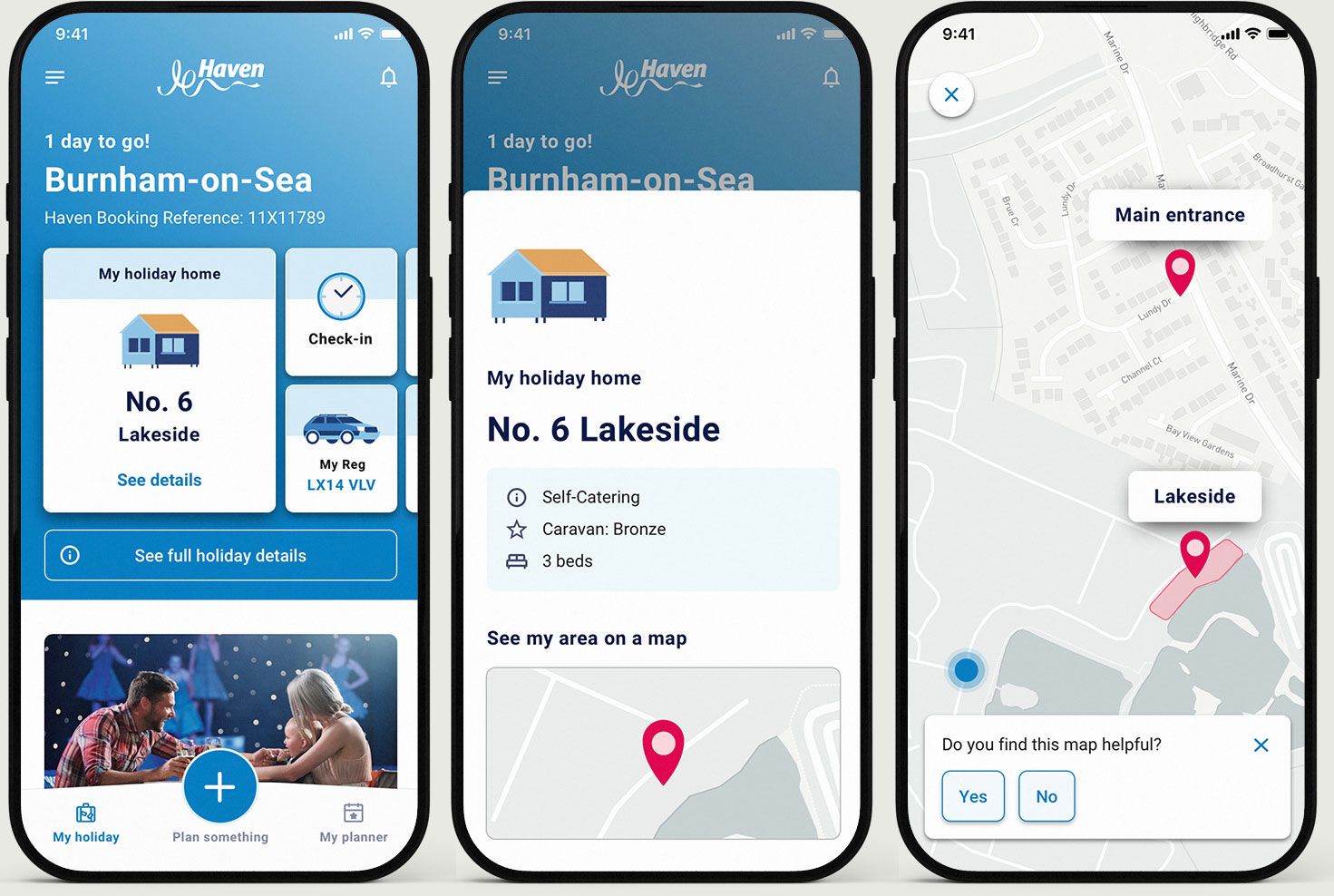 Guest app - My Haven: the allocated accommodation and a map